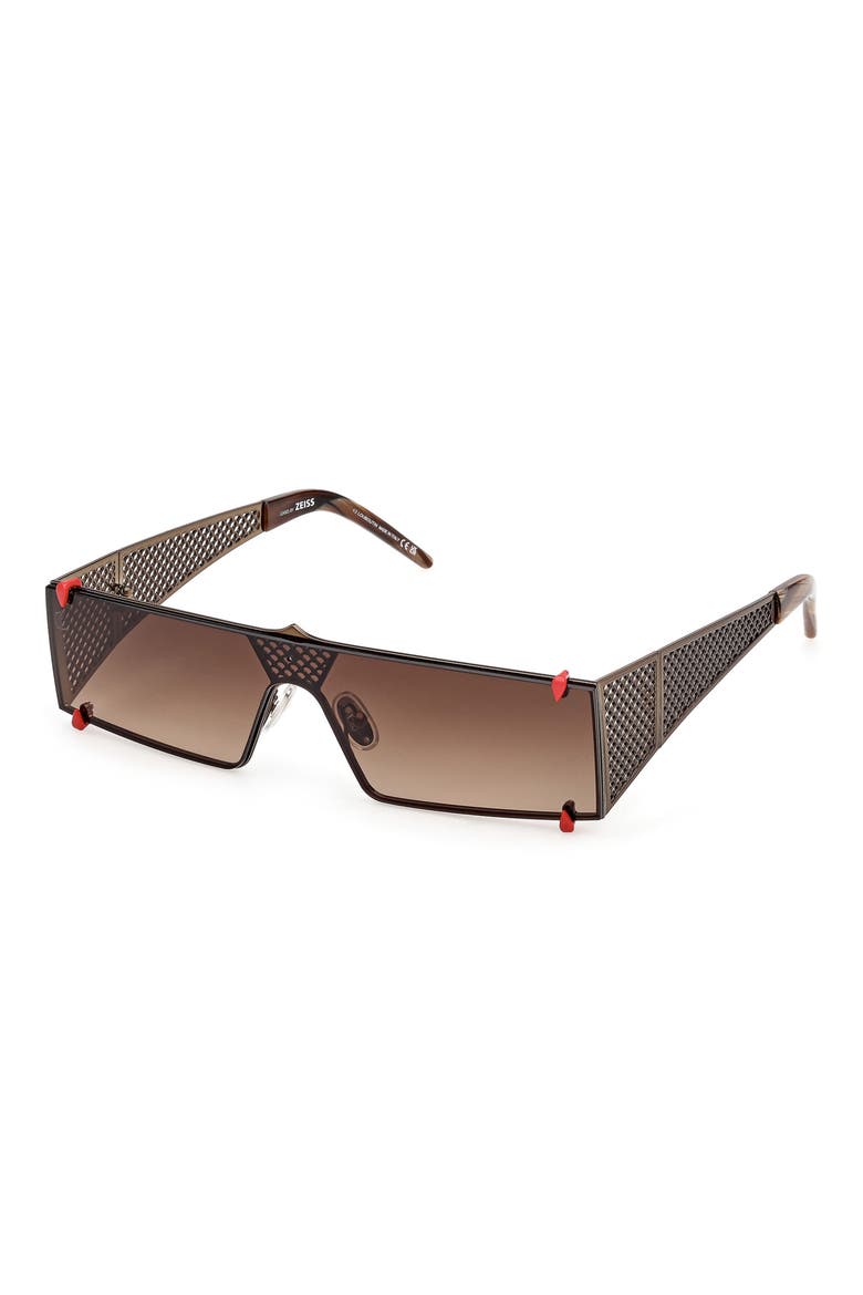 140mm Oversize Shield Sunglasses, Alternate, color, BRONZE / HORN BROWN EFFECT