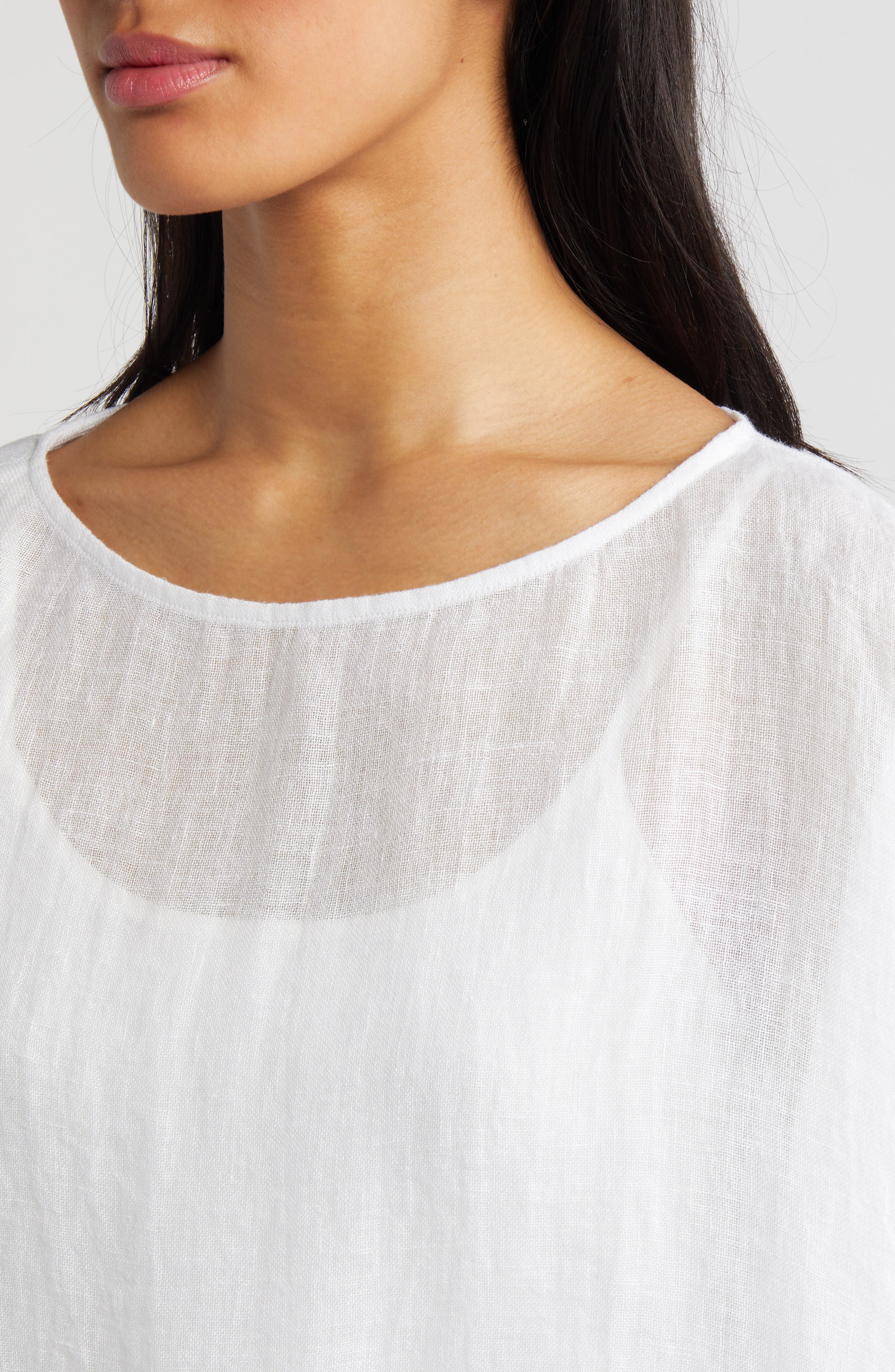 Eileen Fisher Bateau Neck Organic Linen Crop Poncho (Women) | Nordstromrack