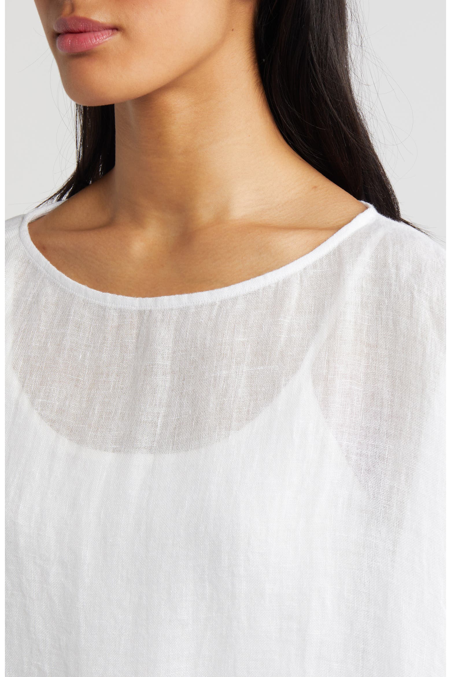 Clean Line N Rack Eileen Fisher Bateau Neck Organic Linen Crop Poncho (Women) | Nordstromrack