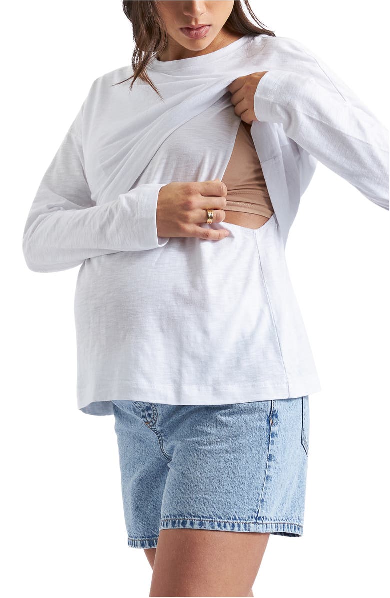 Ripe Maternity Claud Long Sleeve Nursing Top, Alternate, color, White