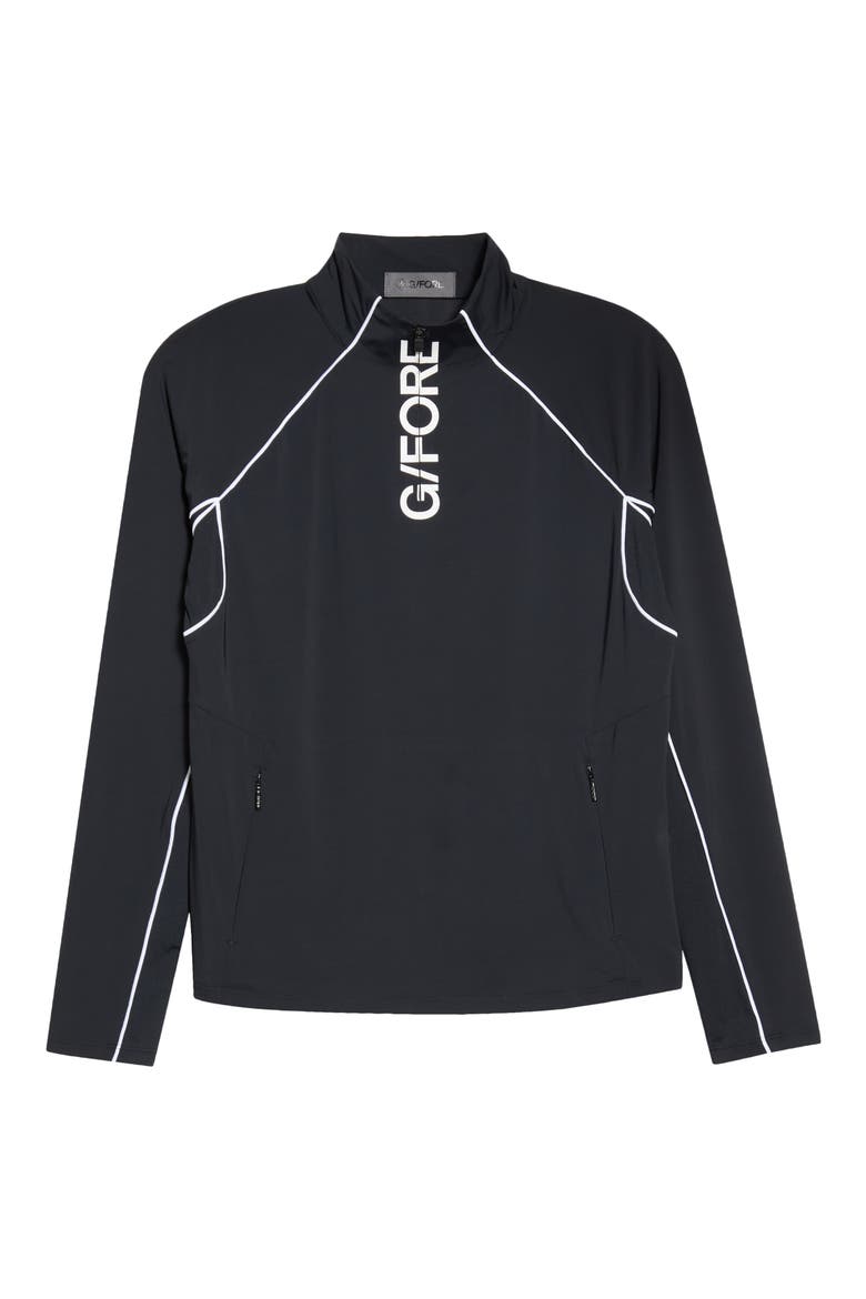 Contrast Mesh Silky Tech Quarter Zip Golf Top, Alternate, color, ONYX