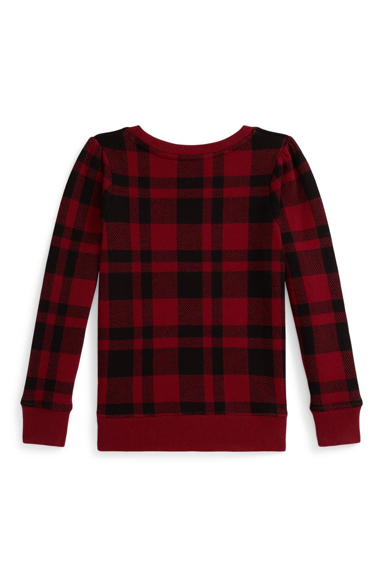Polo Ralph Lauren Kids' Polo Bear Magic Fleece Graphic Sweatshirt, Alternate, color, Edged Overcheck Holiday Red