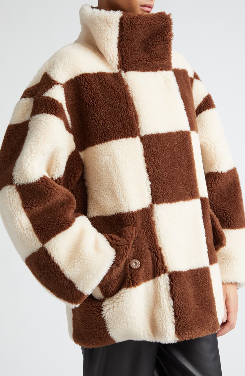 Stand Studio Dani Checkerboard Plaid Faux Fur Jacket, Alternate, color,