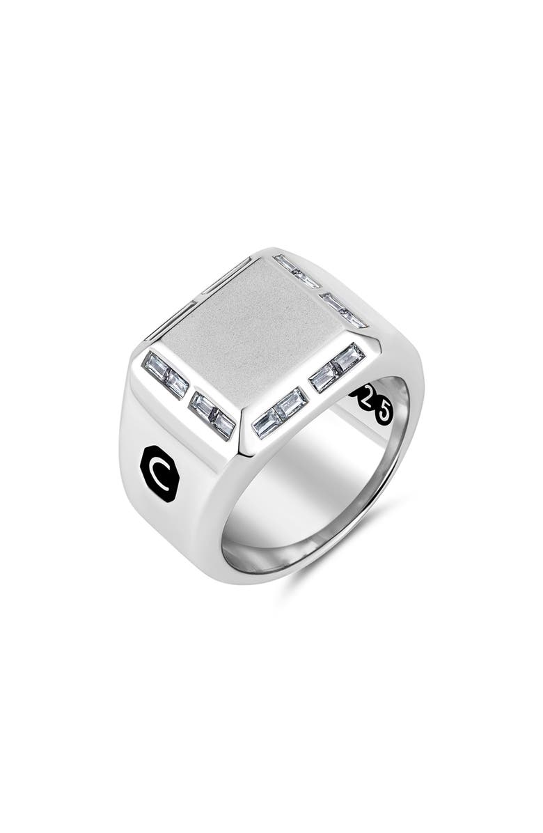Crislu Men's Signet Ring, Main, color, Silver