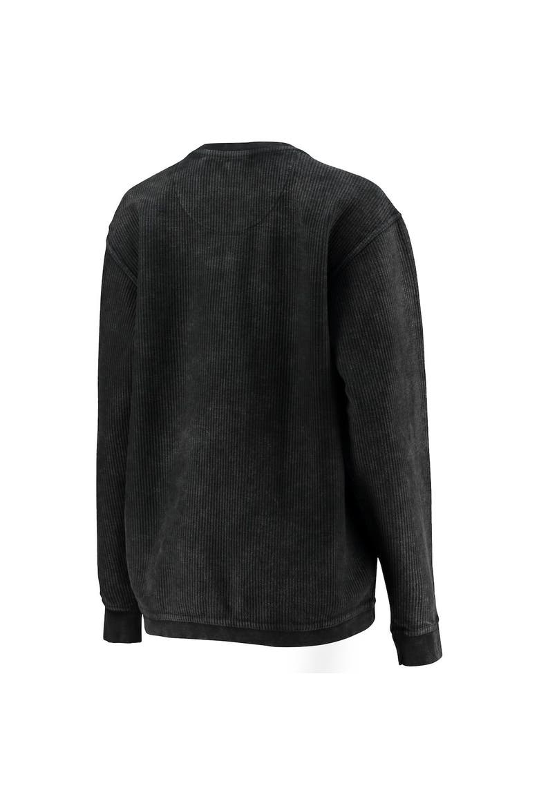 Women's Pressbox Black Boston University Comfy Cord Vintage Wash Basic Arch Pullover Sweatshirt, Alternate, color, Black