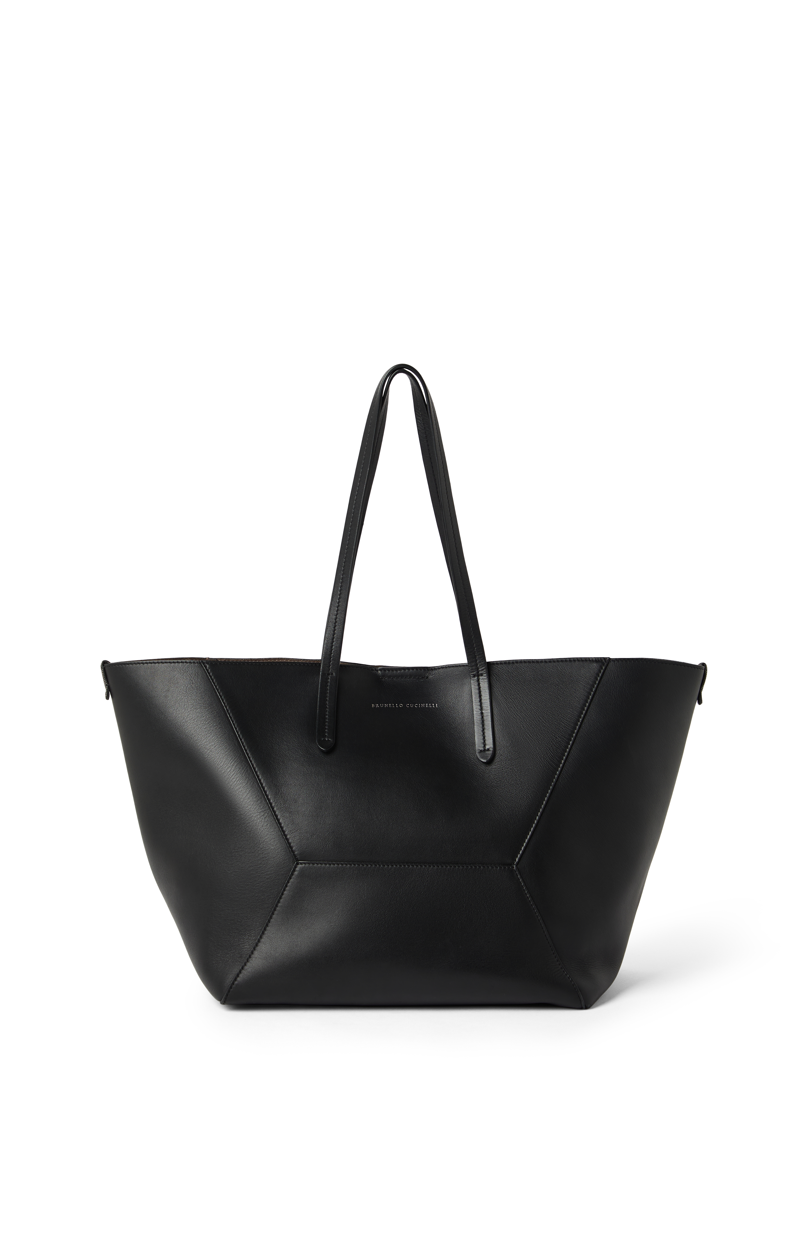 Brunello Cucinelli Calfskin BC Duo bag, Main, color, Black