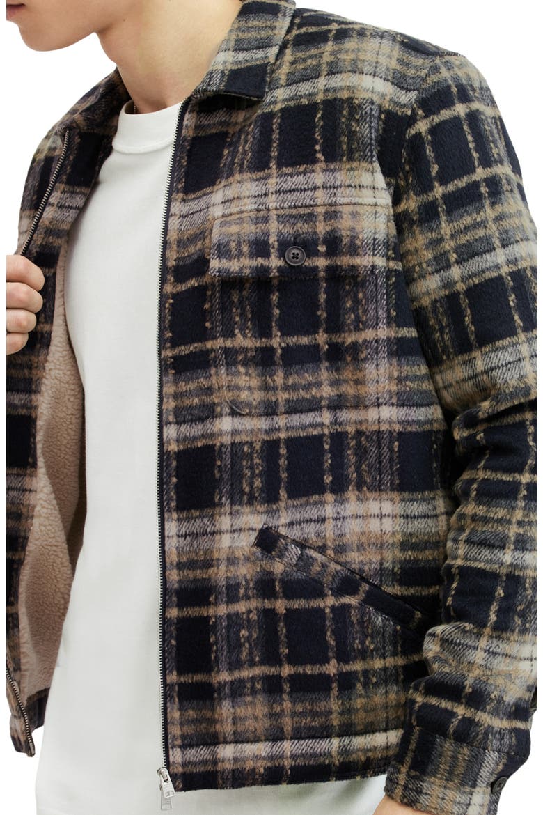 Crosby Plaid Faux Shearling Lined Zip Jacket, Alternate, color, MARINE BLUE