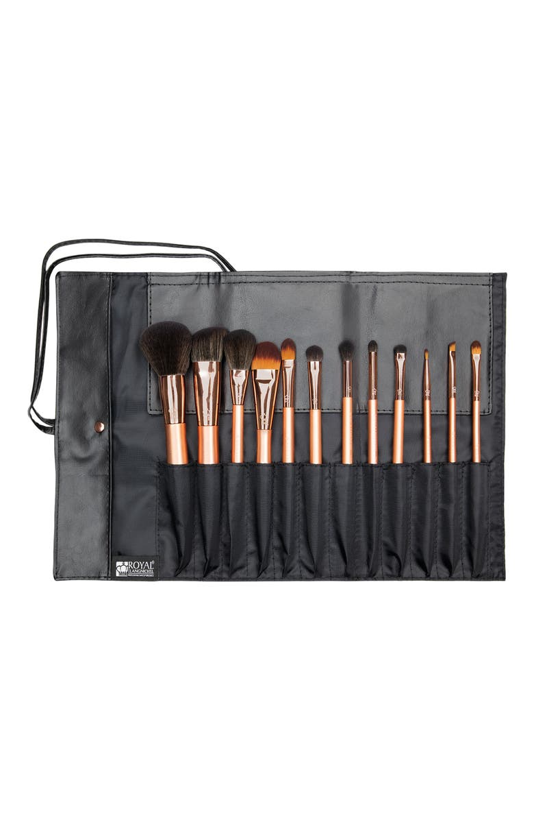 OMNIA Brush Rose Gold 13pc Wrap Makeup Brush Set, Main, color, Black