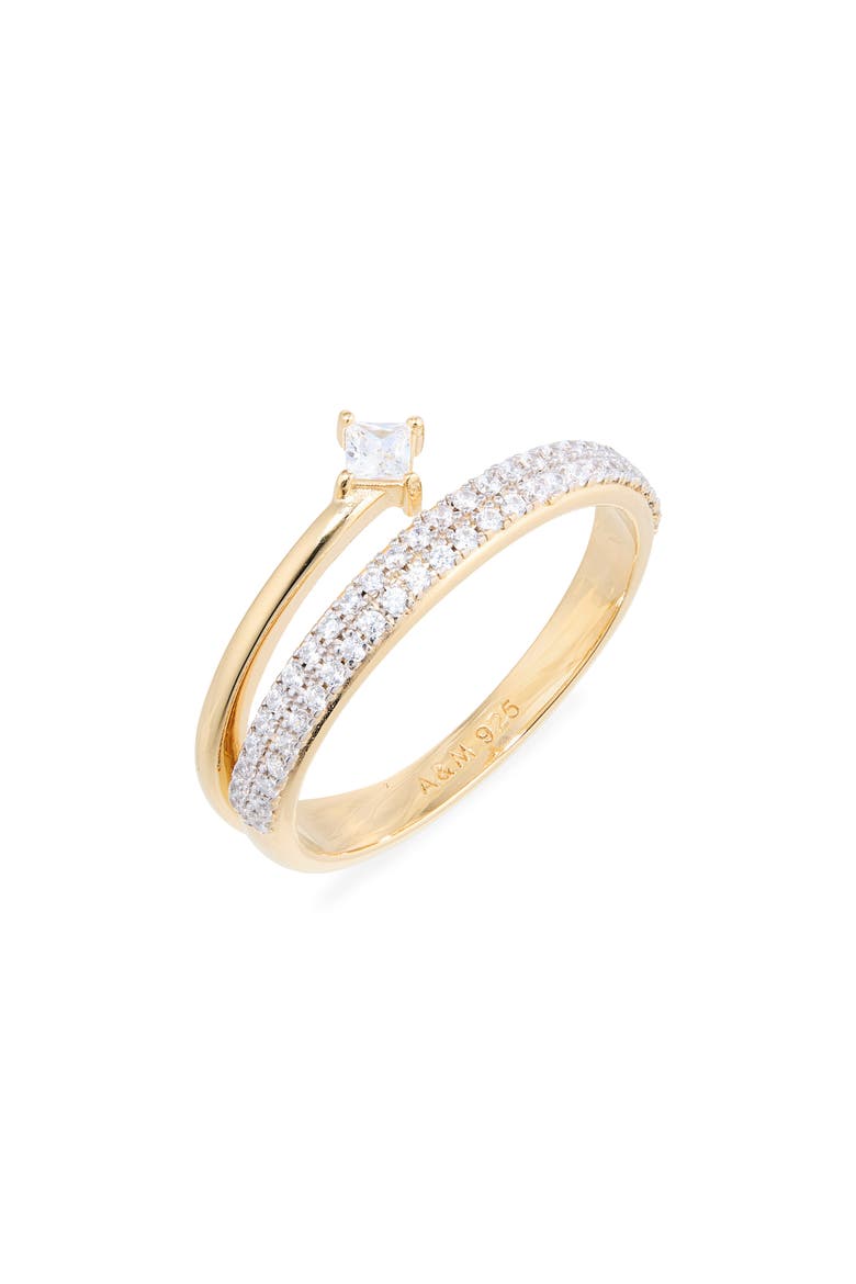 Pavé Cubic Zirconia Illusion Ring, Main, color, GOLD