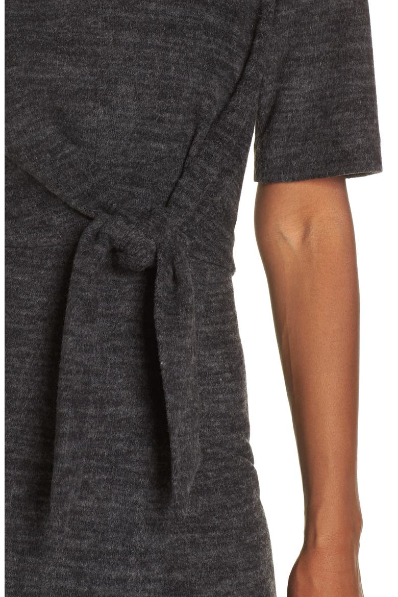Tie Front Midi Dress, Alternate, color, CHARCOAL