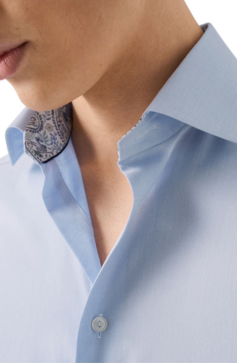 Eton Contemporary Fit Light Blue Cotton Twill Dress Shirt, Alternate, color, Light Blue