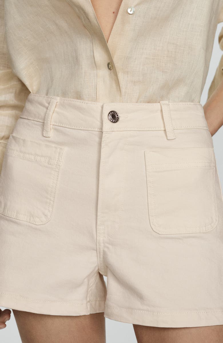 MANGO Patch Pocket Denim Shorts, Alternate, color,