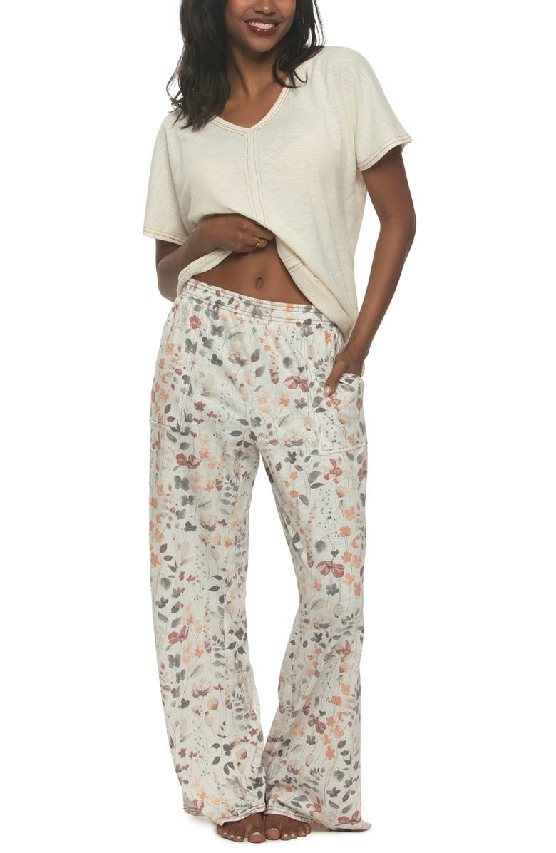 Felina Josephine Crinkled Jersey Pajamas, Alternate, color, Whisper White