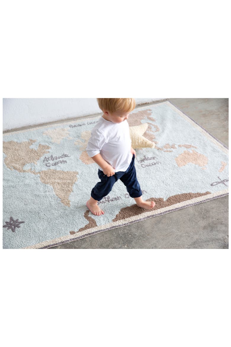 Vintage Map Washable Recycled Cotton Blend Rug, Alternate, color, BLUE