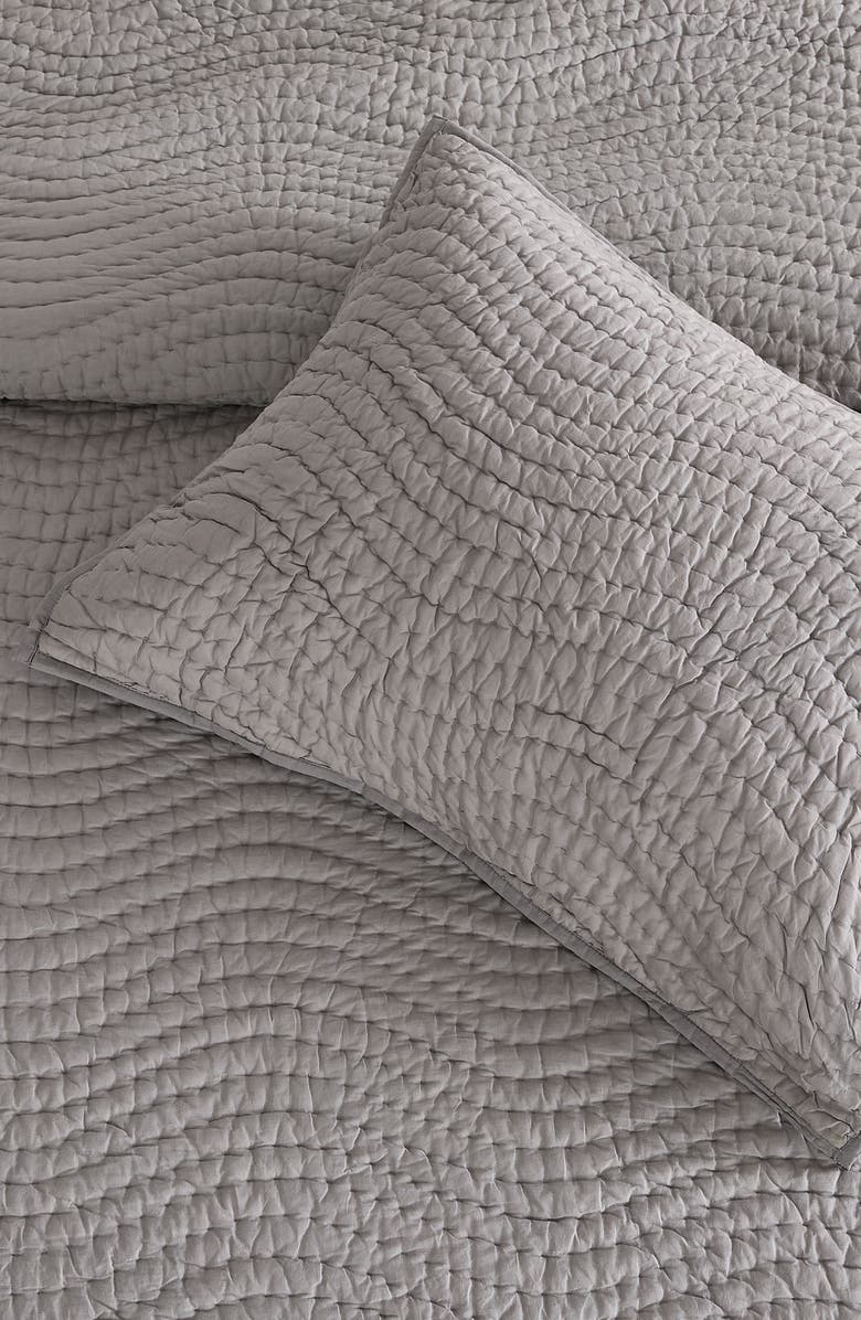 MELANGE HOME Voile Solid Cotton Quilt & Sham Set, Alternate, color, Light Grey