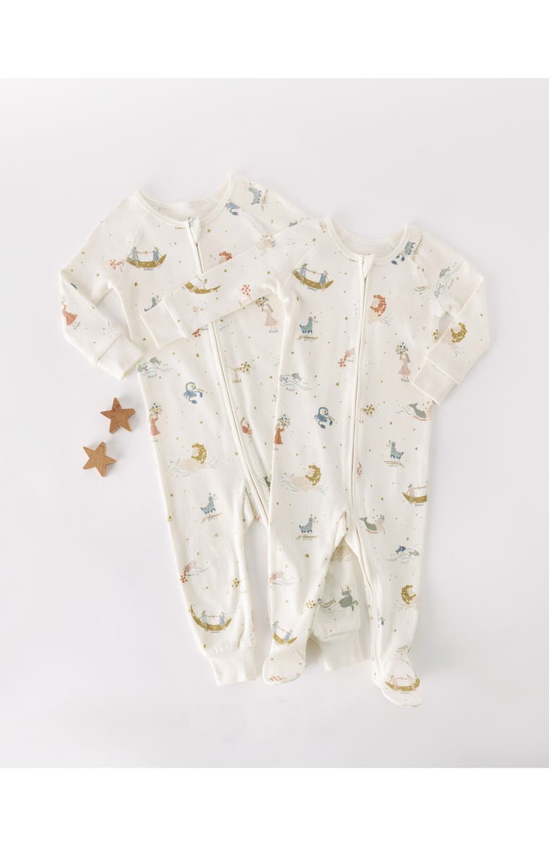 Pehr Print Rib Footie, Alternate, color, Zodiac
