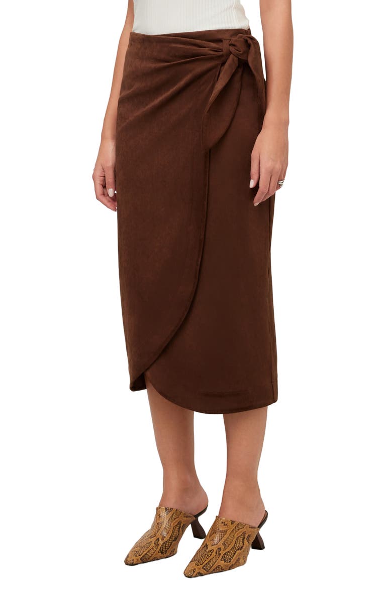 Penelope Wrap Midi Skirt, Alternate, color, WOOD
