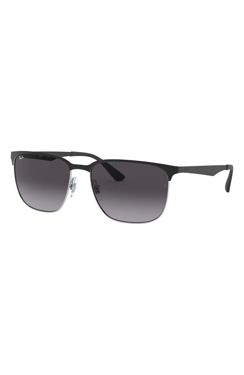 Ray-Ban 59mm Gradient Square Sunglasses, Alternate, color, Black Silver