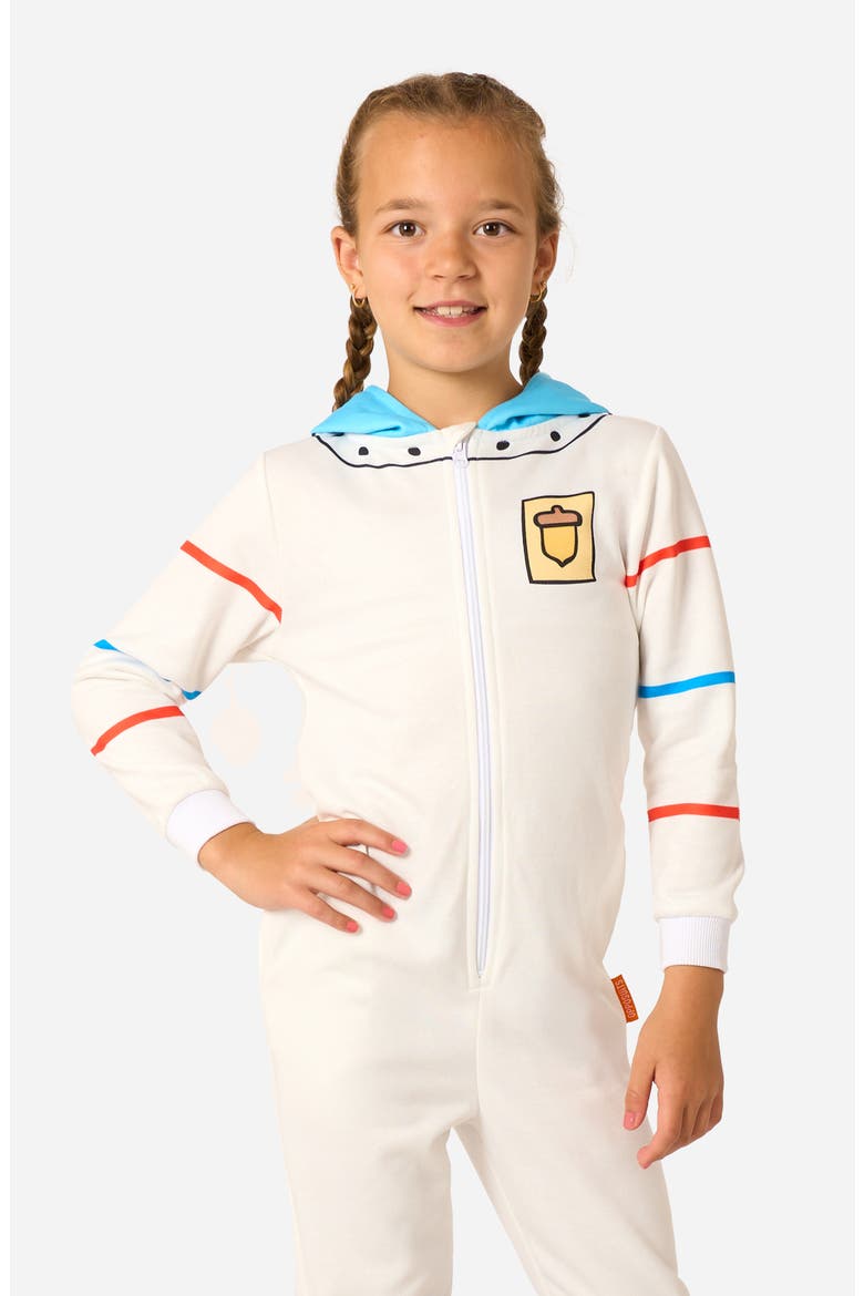 Kids' SpongeBob® Sandy One-Piece Hooded Jumpsuit, Alternate, color, WHITE