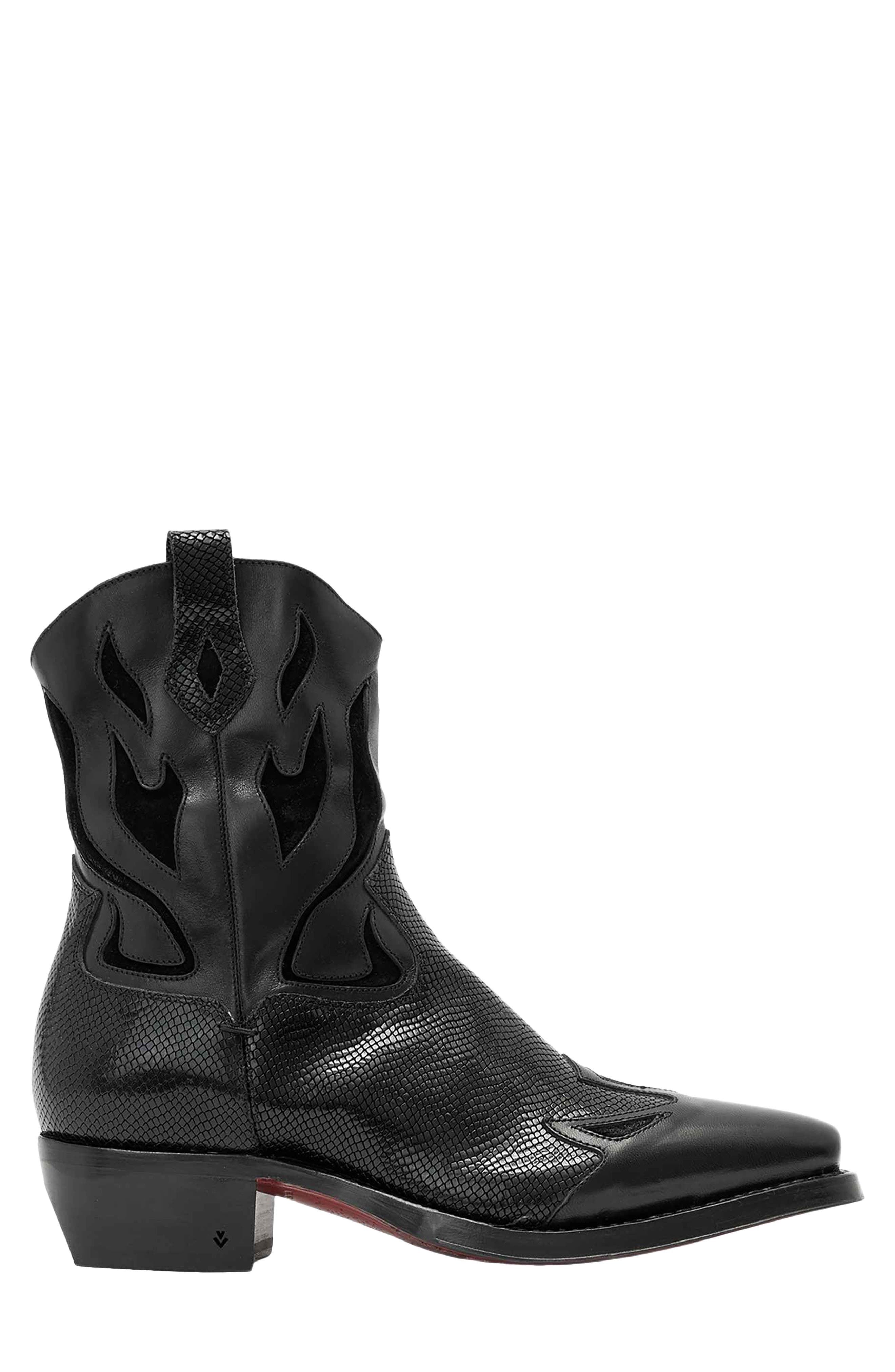 Walker Leather Western Boot, Alternate, color, BLACK