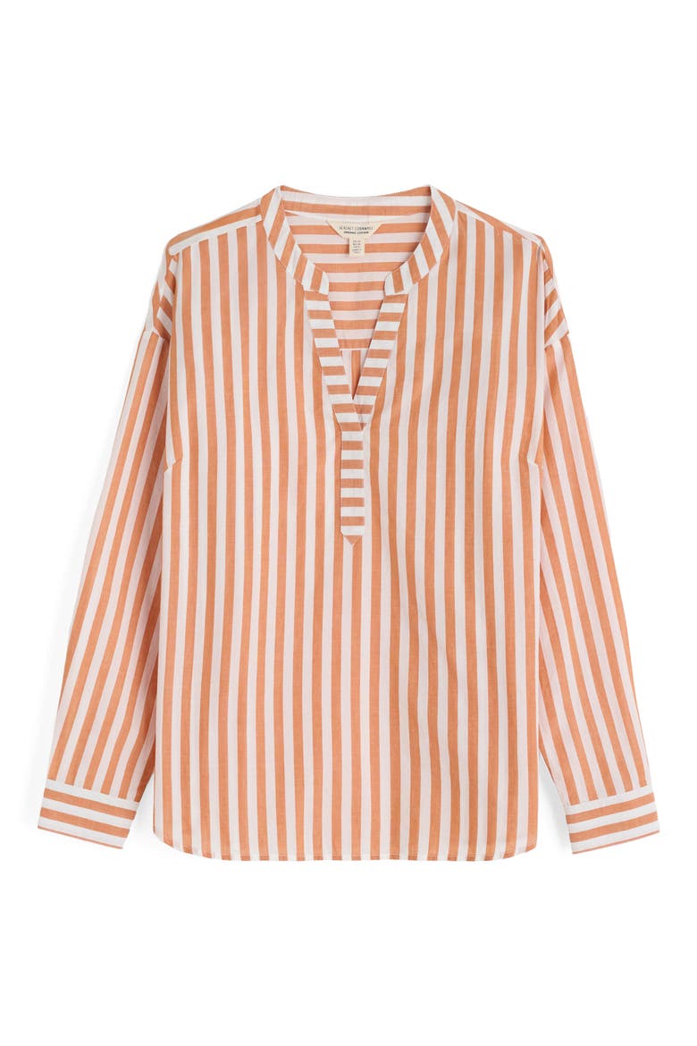 Eyebright Stripe Organic Cotton Popover Shirt, Alternate, color, MINI SCALLION CUMIN
