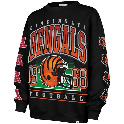 47 Brand '47  Black Cincinnati Bengals Go Big Oversized Pullover Sweatshirt In Black