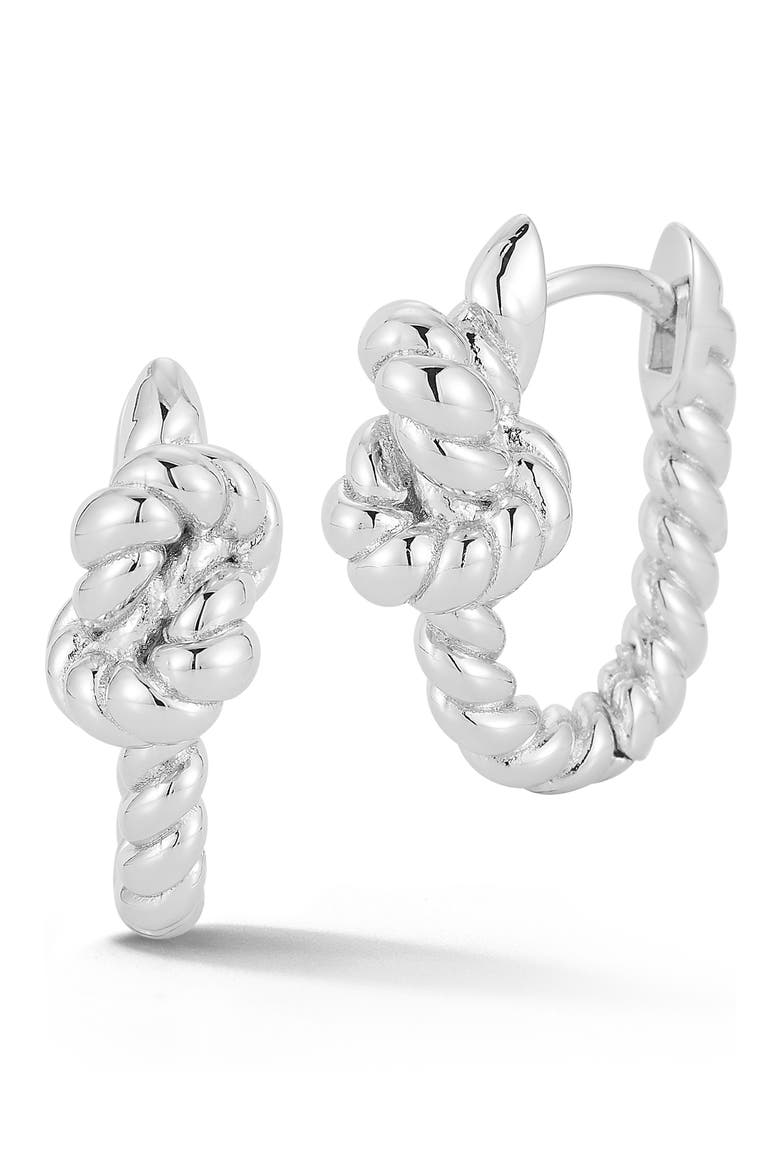 Twisted Knot Huggie Hoop Earrings, Main, color, SILVER