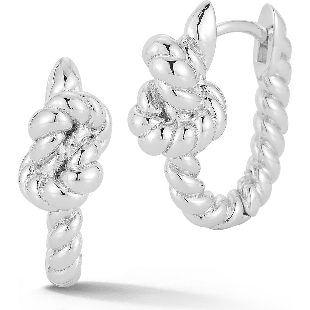 Sphera Milano Twisted Knot Huggie Hoop Earrings In Silver