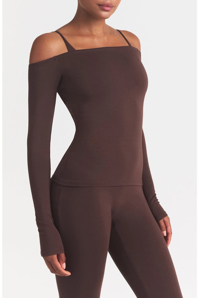 Smooth Layers Off the Shoulder Top, Main, color, COCOA