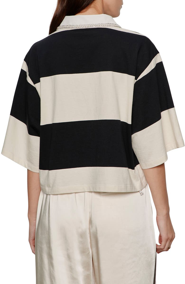 Sanctuary Embellished Polo Top, Alternate, color, Collagen White/ Black Stripe