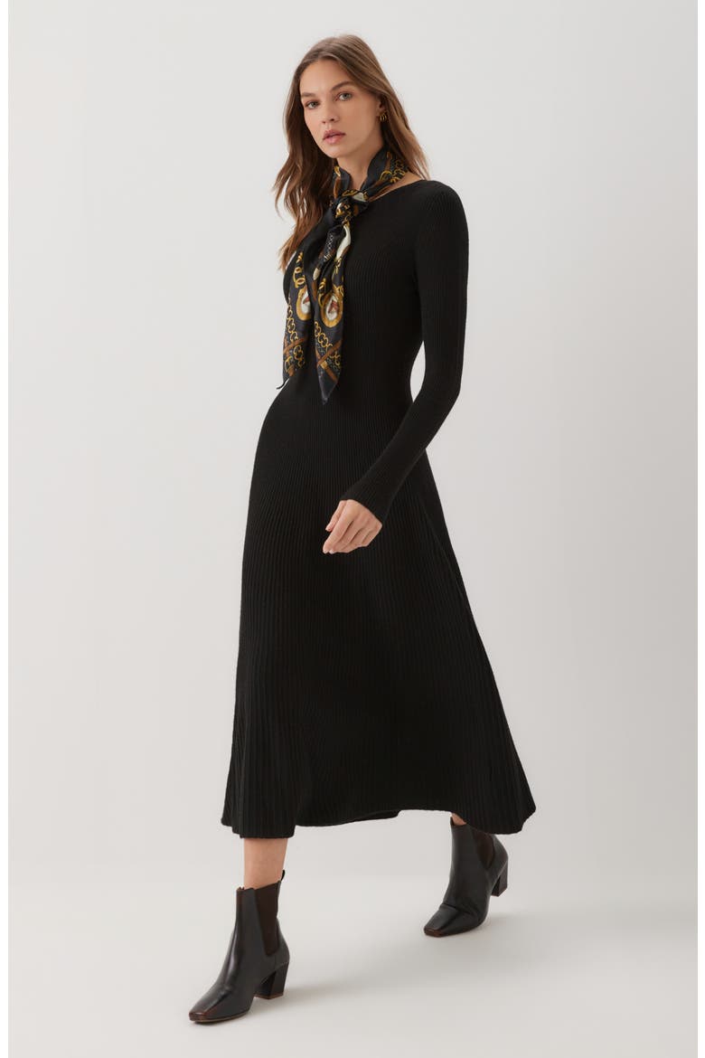 Seamless Sweater Midi Dress, Alternate, color, BLACK