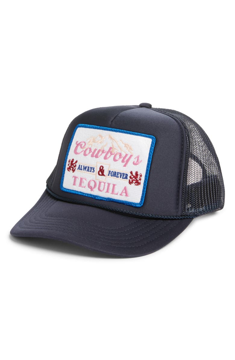 Friday Feelin’ Cowboys & Tequila Patch Trucker Hat, Main, color, 