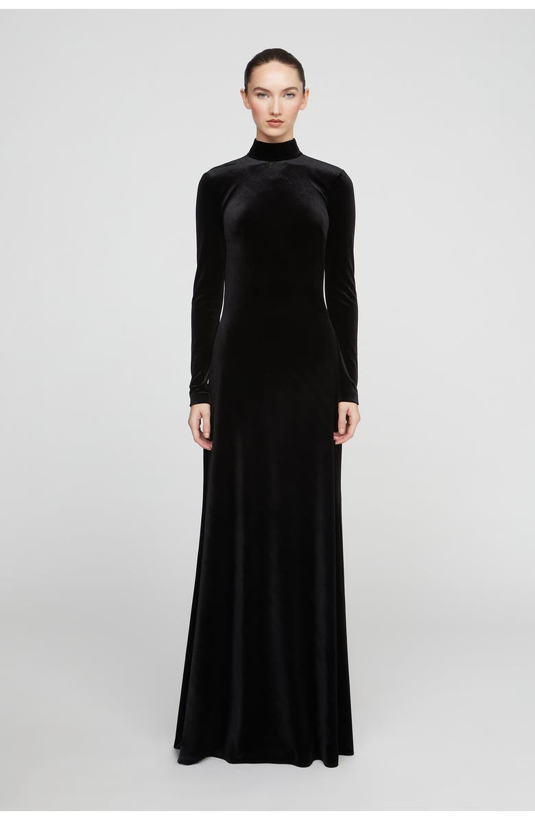 HALSTON Kaia Velvet Gown, Main, color, Black