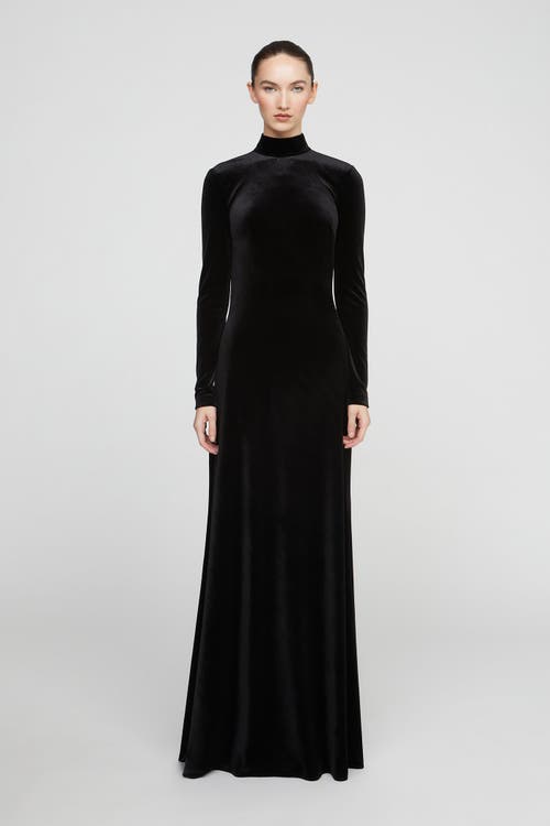 Halston Kaia Velvet Gown In Black