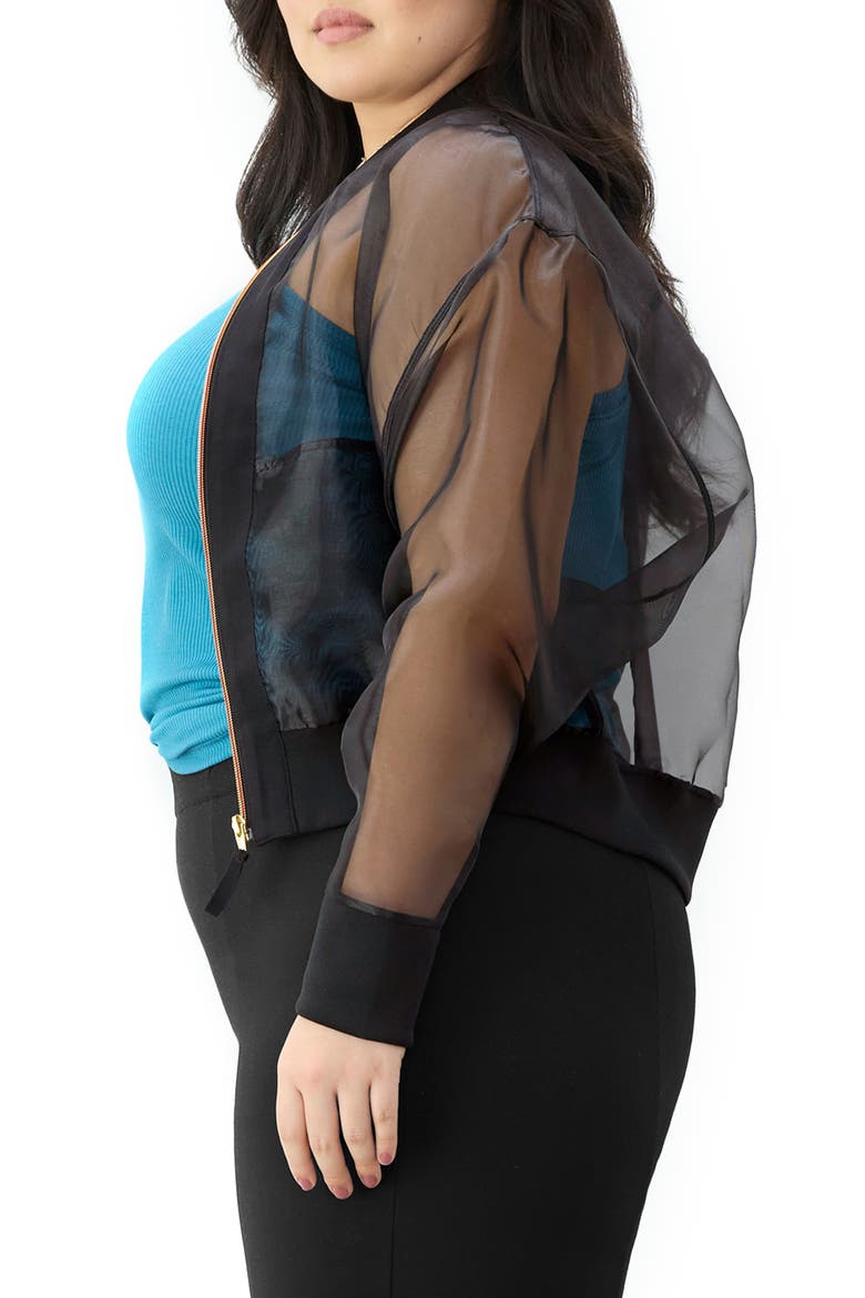 Sheer Bomber Jacket, Alternate, color, BLACK BEAUTY