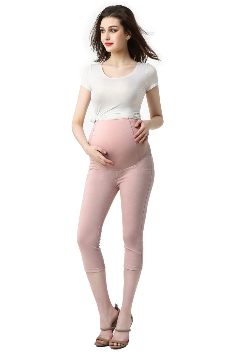 Kimi and Kai Melody Capri Denim Maternity Leggings, Alternate, color,