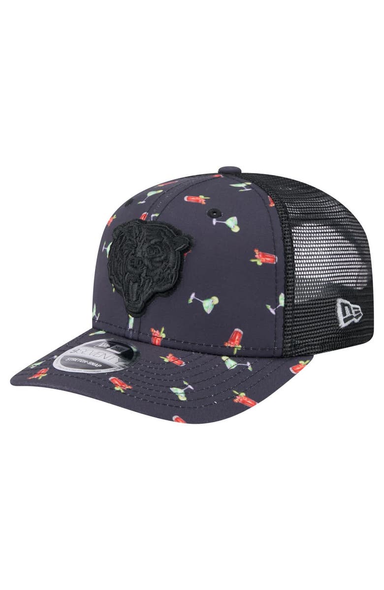 New Era Men's New Era Navy/Black Chicago Bears Adventure Drinks Pattern 9SEVENTY Stretch-Snap Hat, Main, color, Navy
