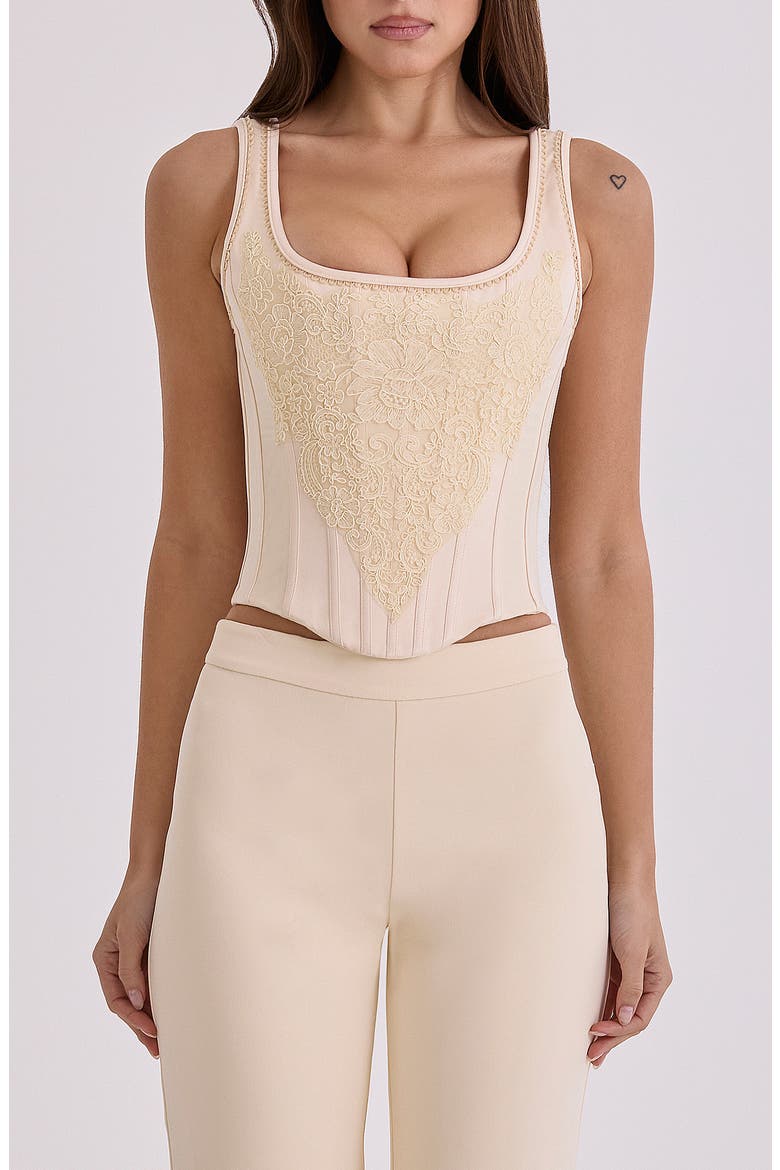 Mimi Ivory Embroidered Corset Top, Main, color, VINTAGE IVORY
