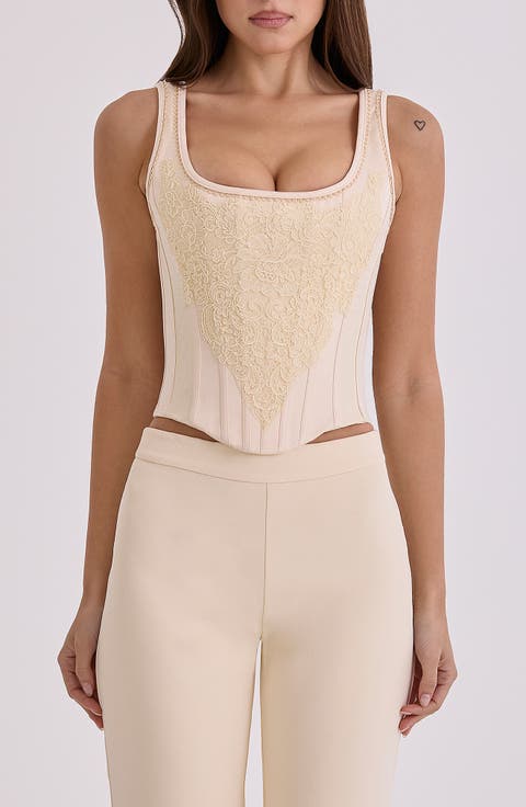 Mimi Ivory Embroidered Corset Top