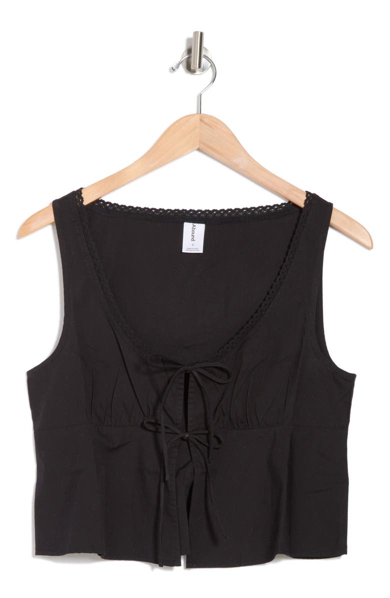 Abound Tie Front Cotton Tank Top, Alternate, color, Black