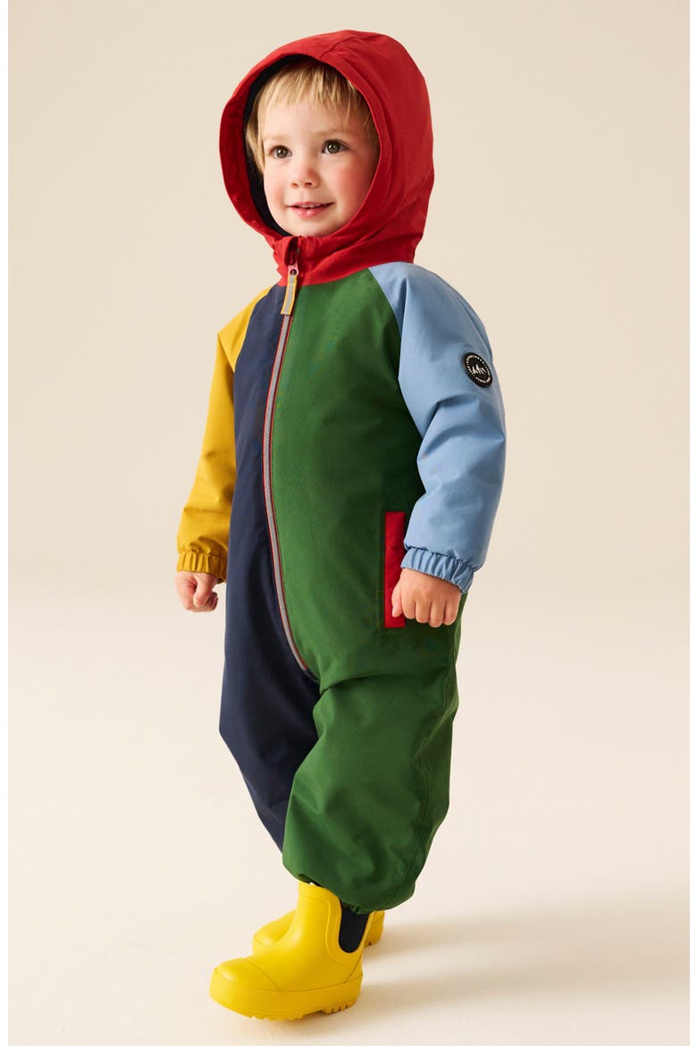 Kids' Colorblock Hooded Waterproof Puddle Suit, Alternate, color, MULTI