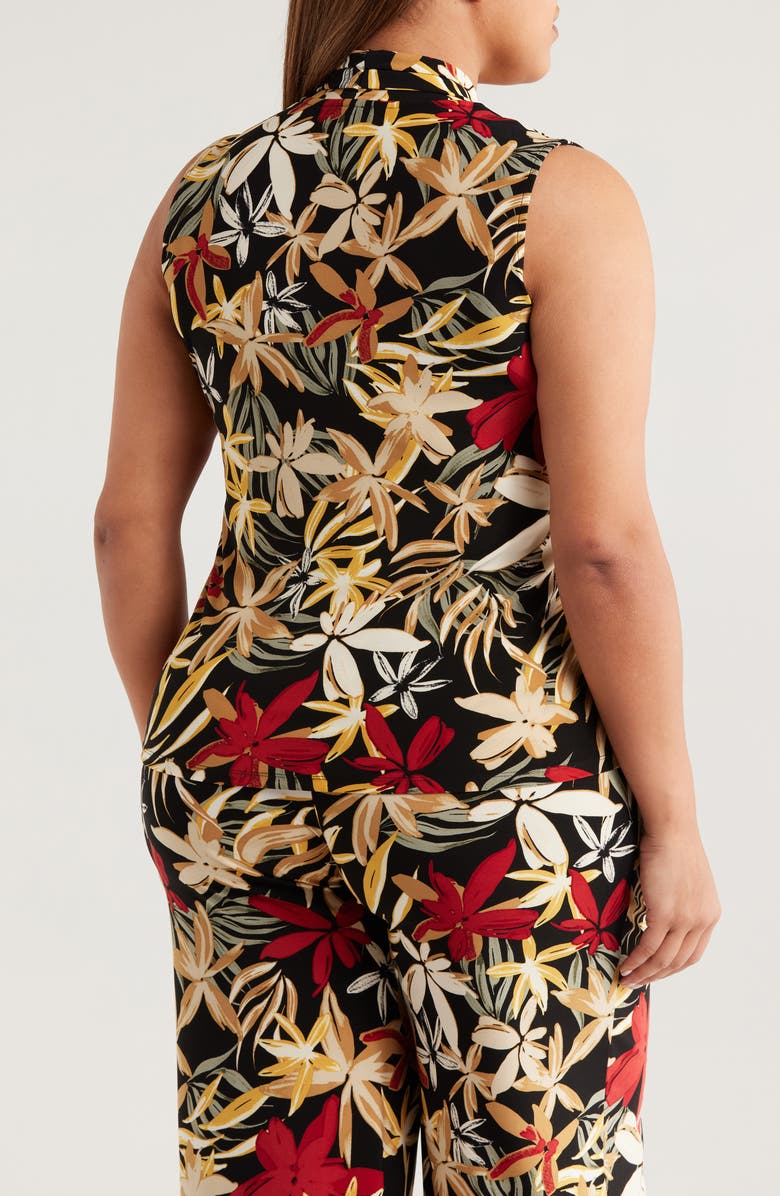 Anne Klein Floral Triple Pleat Sleeveless Top, Alternate, color, 