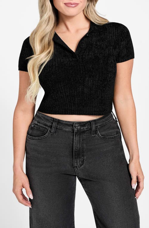 Guess Mona Chenille Polo Sweater In Black