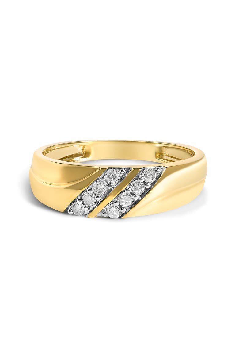 Men's 14K Yellow Gold Plated Sterling Silver 1/4 Cttw Diamond Two Row Channel Band Ring, Main, color, Yellow Gold over Silver