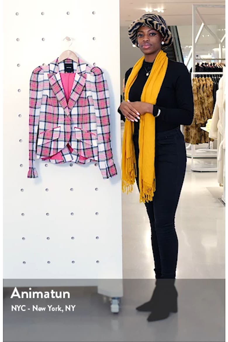 Plaid Puff Sleeve Linen Blazer video