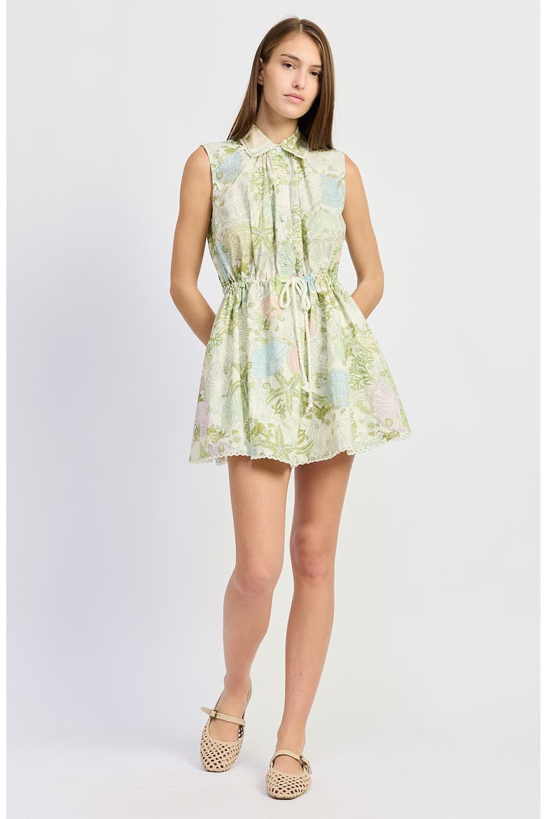 Blair Shell Print Minidress, Alternate, color, IVORY OLIVE MULTI