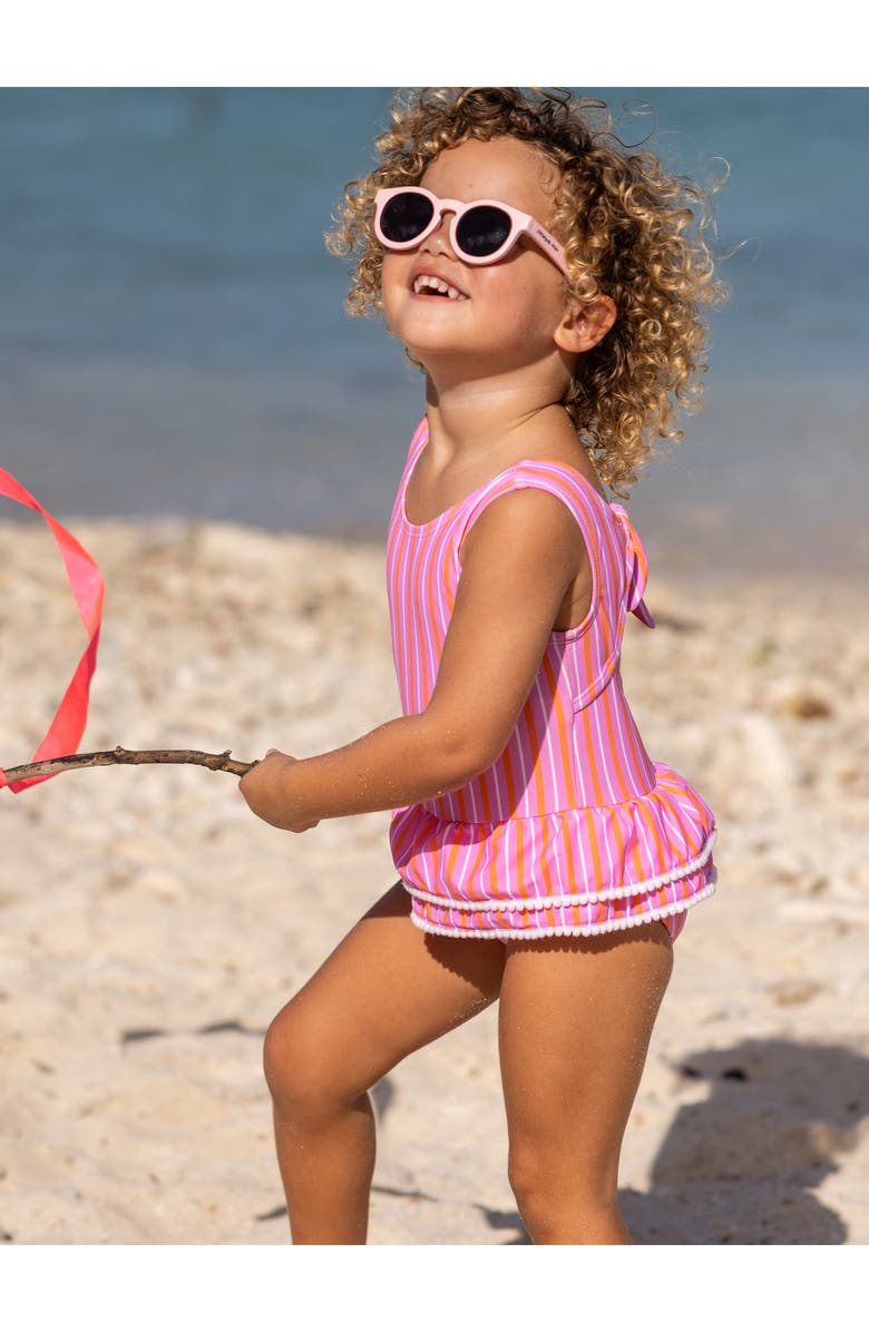 Snapper Rock Stripy Sunset One-Piece Swimsuit, Alternate, color, Pink