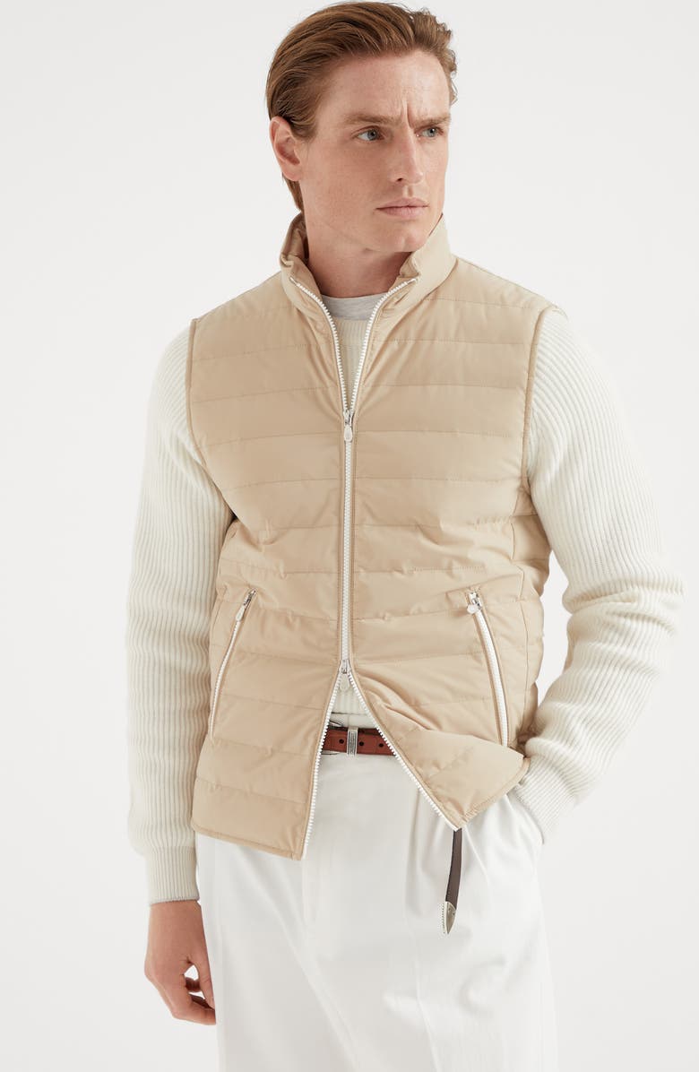 Brunello Cucinelli Bonded taffeta lightweight down vest, Alternate, color, 