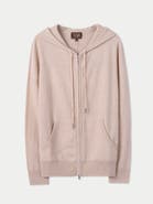 Gobi Cashmere Woman Zipper Hoodie With Smiley Pocket