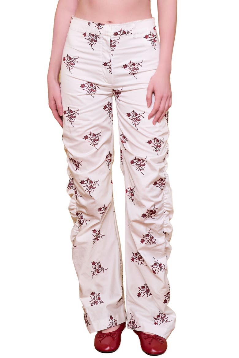 The Broderie Anglaise Edit High Waisted Embroidered Pants, Alternate, color, white